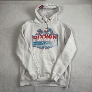 Dixxon Flannel Racing White Pullover Long Sleeve Fleece Hoodie‎ Men's S Stains